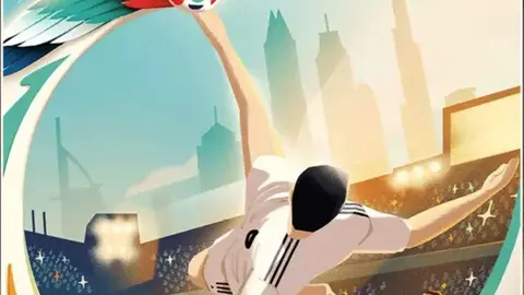 El cartel oficial de la Copa del Mundo de Fútbol Playa 2024. (WAM)