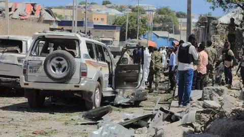 Lugar donde ocurrió el atentado en la capital de Somalia. (Fuente externa)