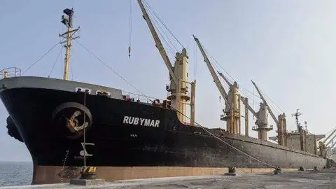 El barco Rubymar en una imagen de Twitter.