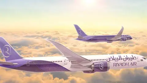Aviones de la aerolínea de Arabia Saudí Riyadh Air. (Twitter)