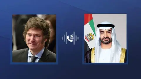 Los presidentes de EAU y Argentina. (WAM)