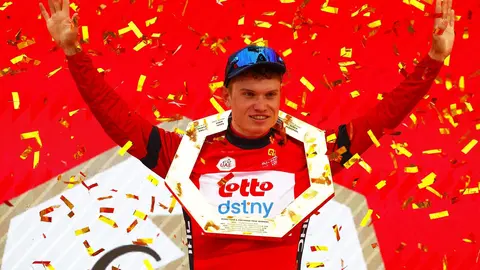 El ciclista Lennert Van Eetvelt (Lotto Dstny) ganador del UAE Tour 2024. (WAM)