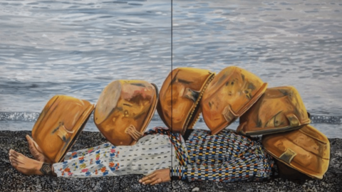 Manuel Chavajay, un artista guatemalteco maya que desplegó su arte en la edición 2024 de Art Dubai. (Cedida)