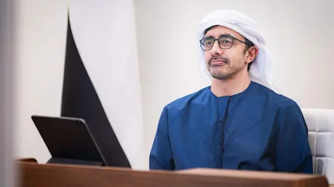El ministro de Asuntos Exteriores de EAU, el jeque Abdullah bin Zayed Al Nahyan. (WAM)