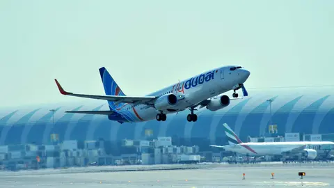 Un avión de Flydubai en DXB. (Fuente externa)
