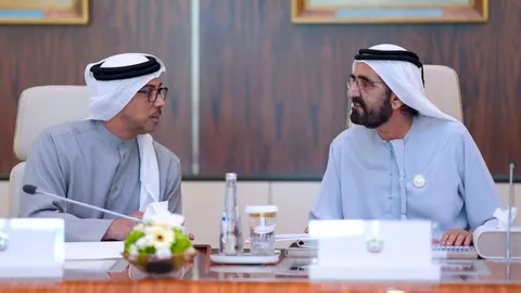 Los vicepresidentes de EAU durante la reunión del Gabinete de este miércoles. (WAM)