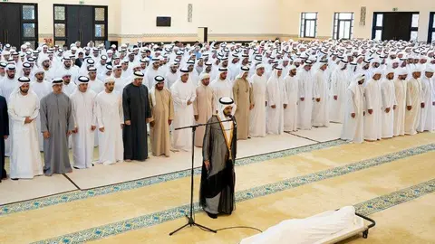 Un momento del funeral del jeque Tahnoun bin Mohammed. (WAM)