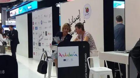 Un stand de Andalucía en la Feria de Turismo de Dubai. (EL CORREO)