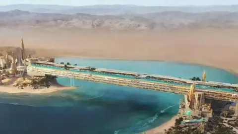 Maqueta de la piscina infinita saudí. (X)