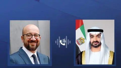 Los presidentes de Emiratos Árabes y del Consejo Europeo. (WAM)