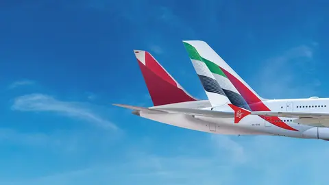 Aviones de Eemirates y Avianca. (Dubai Media Office)