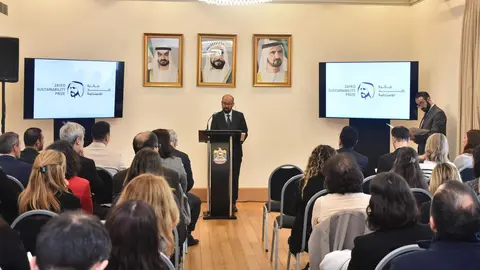 Un momento de la presentación del Premio Zayed de Sostenibilidad en la Embajada de EAU en Buenos Aires. (WAM)