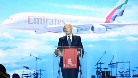 Tim Clark durante la asamblea de la IATA en 2024 en Dubai. (Emirates)