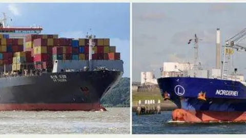 Los dos buques afectados por los misiles hutíes. (Redes sociales)