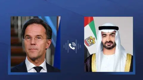 El presidente de EAU junto al primer ministro de Países Bajos. (WAM)