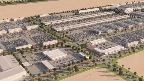 Una maqueta del mayor mercado de coches en Dubai. (WAM)