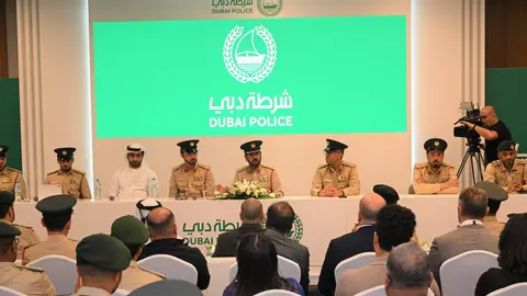 Una rueda de prensa de la Policía de Dubai. (X)
