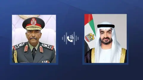 El presidente de EAU junto al , jefe de las Fuerzas Armadas Sudanesas. (WAM)