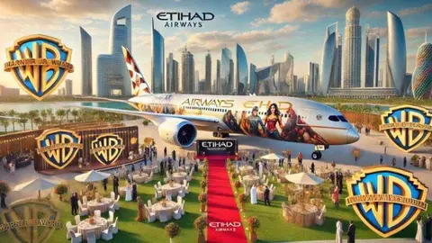 El avión de Etihad decorado con el parqueWarner Bross. (X)