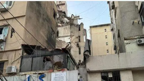 Estado del edificio en Beirut tras el bombardeo de Israel. (X)