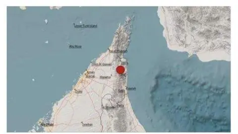 El punto rojo marca el epicentro del terremoto. (Fuente externa)