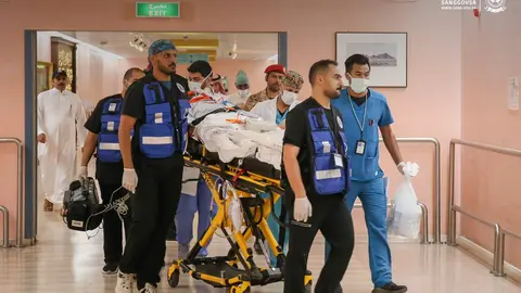 Un momento del traslado del jugador saudí. (Gov.SA)