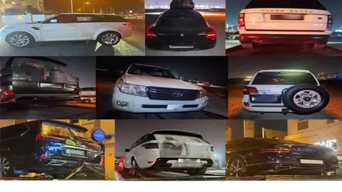 Los vehículos confiscados. (Policía de Dubai)