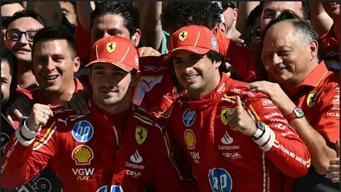 Leclerc y Sainz celebran la carrera en Austin. (Fórmula 1)
