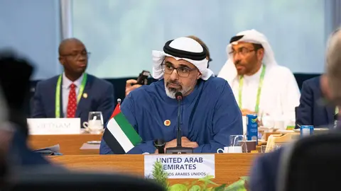 El príncipe heredero durante su discurso. (WAM)