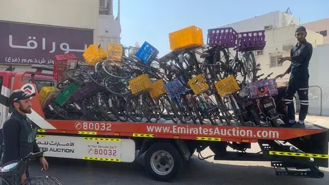 Las bicicletas confiscadas. (Dubai Police)