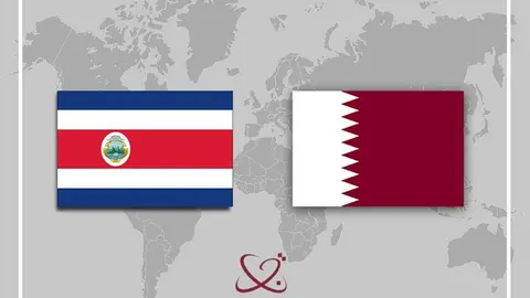 Banderas de Qatar y Costa Rica. (Qna)