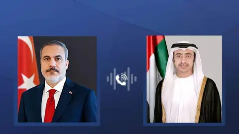 Los ministros de Exteriores de Emiratos y Turquía. (WAM)