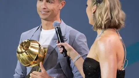 Cristiano Ronaldo en los Globe Soccer Dubai Awards. (X)