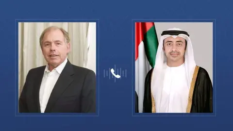 Los ministros de Exteriores de EAU y Argentina. (WAM)