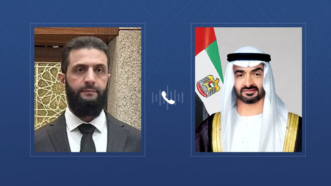 El presidente de EAU y el líder de la Nueva Administración Siria. (WAM)
