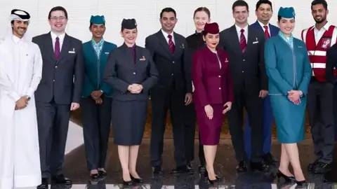 Empleados de Qatar Airways. (Web)
