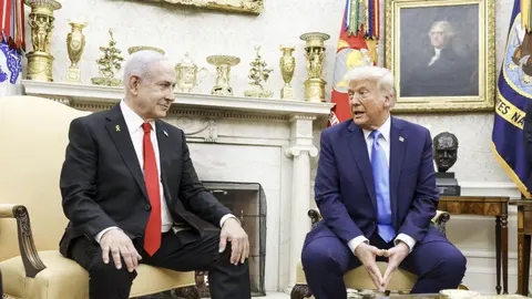 Netanyahu y Trump, durante una reunión en el Despacho Oval. (Fuente externa)