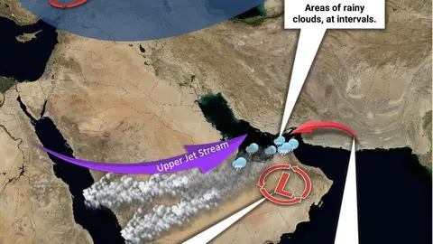 Mapa difundido por el Departamento Meteorológico de EAU. (WAM)