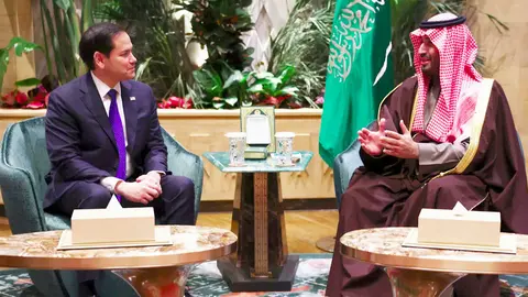 Encuentro de Marco Rubio con Bin Salman en Riad. (Pool)