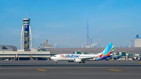 Una aeronave de la aerolínea flydubai. (WAM)