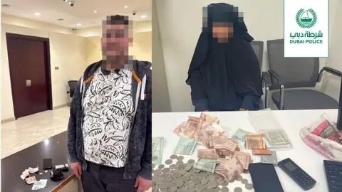 Una imagen difundida por la Policía de Dubai de mendigos detenidos.