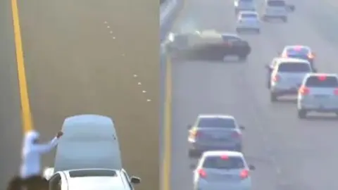 Captura de pantalla del vídeo del accidente difundido por la Policía de Abu Dhabi.