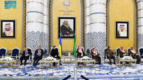 Encuentro de Zelensky con las autoridades saudíes en Jeddah. (SPA)