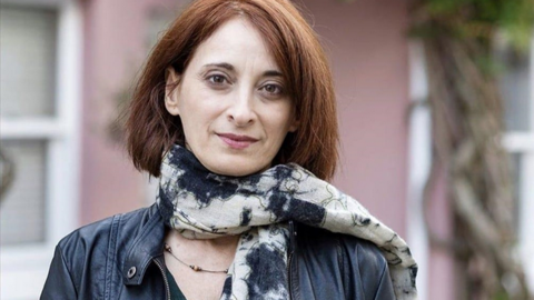 Foto de Isabel Fernández durante la filmación de la película 'Los constructures de la Alhambra'. (Pauros Iondon)