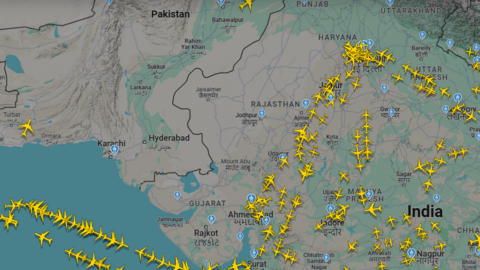 El espacio aéreo paquistaní ha quedado desierto como consecuencia de la Operación Sindoor. (Flightradar)