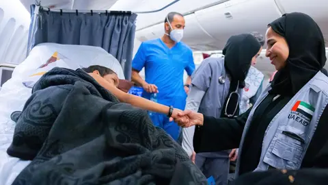 Un menor evacuado de Gaza por EAU. (WAM)
