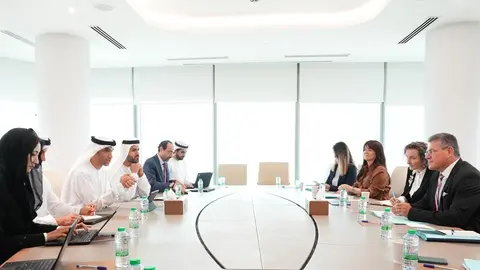 Un momento de la reunoón entre representantes de EAU y la Unión Europea. (WAM)