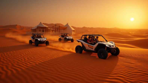 Vehículos eléctricos en el desierto de Dubai. (Fuente externa)