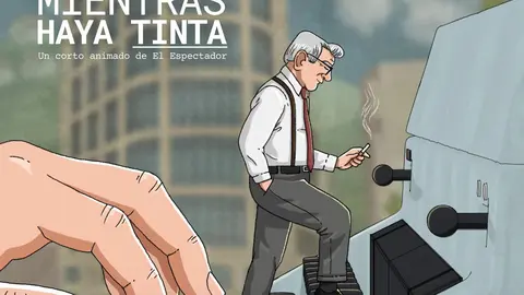 Cartel anunciador de 'Mientras haya tinta', cortometraje realizado por el periódico El Espectador en el centenario de Guillermo Cano.