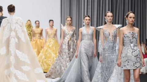 Modelos con diseños del nicaragüense en la Dubai Fashion Week. (Instagram)